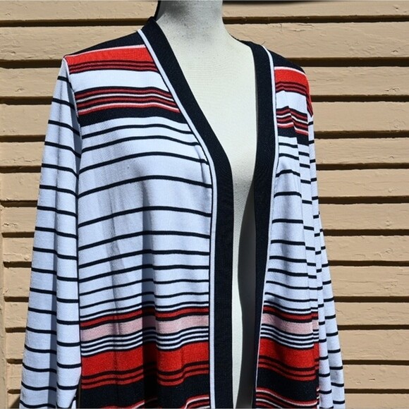 CJ Banks Multicolor Stripes Open Front Cardigan Sweater Women's Plus Size 1X - Picture 3 of 12